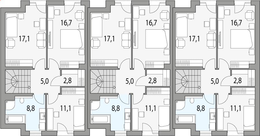 Piętro 1 projektu Oskar 1 - szereg l+s+p