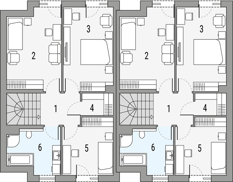Piętro 1 projektu Oskar 1 - bliźniak LP
