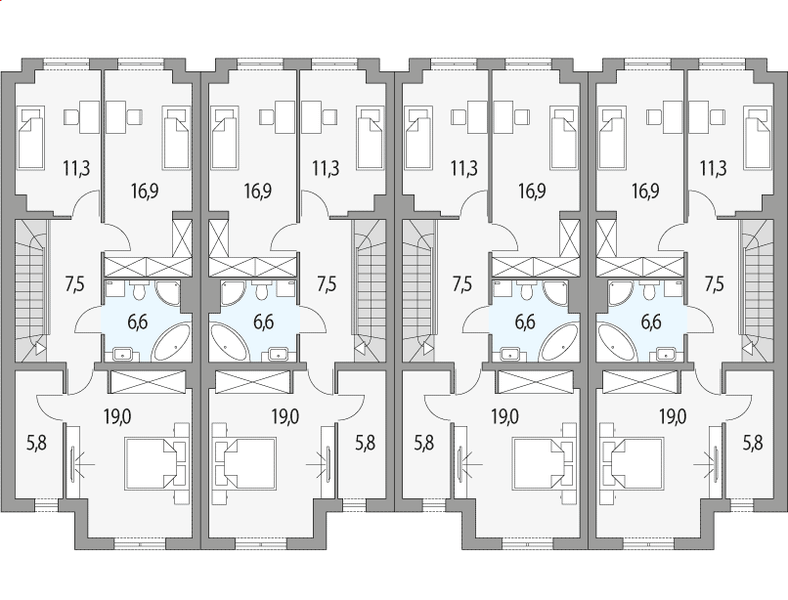 Piętro 1 projektu Konrad - szereg pl+s+sl+p