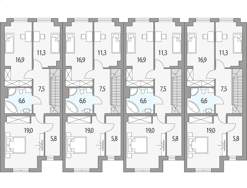 Piętro 1 projektu Konrad - szereg l+s+s+p