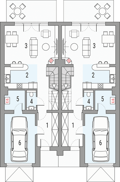 Parter projektu Konrad 1 - dwulokalowy LLL