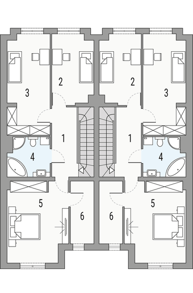 Piętro 1 projektu Konrad 1 - dwulokalowy LLL