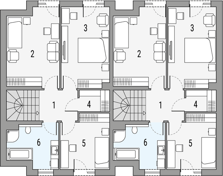 Piętro 1 projektu Oskar 1 - dwulokalowy LP