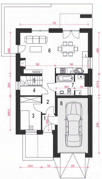 Parter projektu Zyta z garażem 1-st. [A]