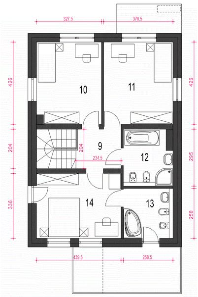 Piętro 1 projektu Zyta z garażem 1-st. [A]