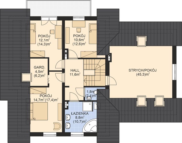 Poddasze projektu APS 195 NEW + 2G