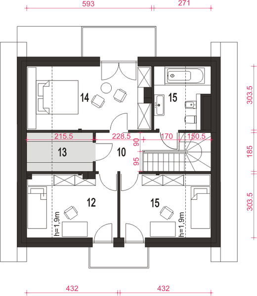 Poddasze projektu Dom Dla Ciebie 6 bez garażu [B]