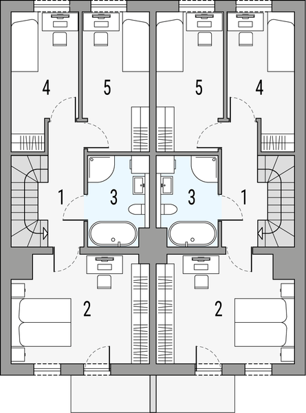 Piętro 1 projektu Poezja 1a - dwulokalowy LLL