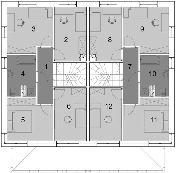 Piętro 1 projektu Eco 22 - dwulokalowy