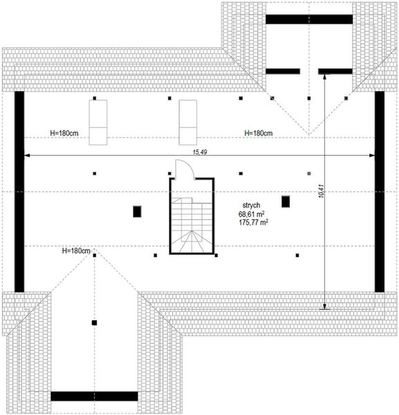 Poddasze projektu Parterowy 3 wariant B