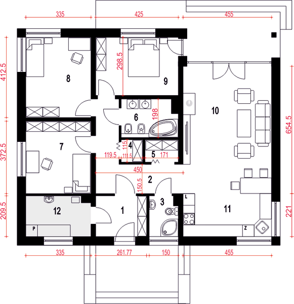 Parter projektu Tomaszek III Novum bez garażu [B]