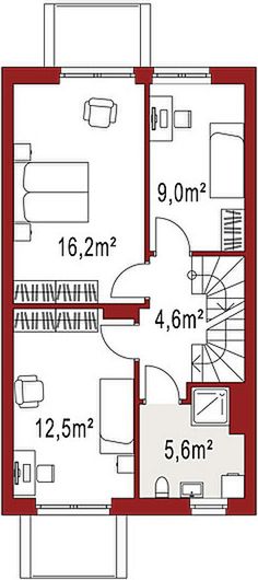 Piętro 1 projektu Elena A segment środkowy
