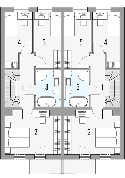Piętro 1 projektu Poezja 2b - dwulokalowy LLL