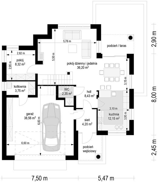Parter projektu Willa diamentowa wariant B
