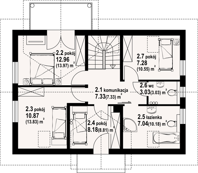 Poddasze projektu Miłoszów 1 dws