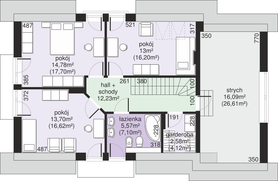 Poddasze projektu Dom przy Modrzewiowej 16