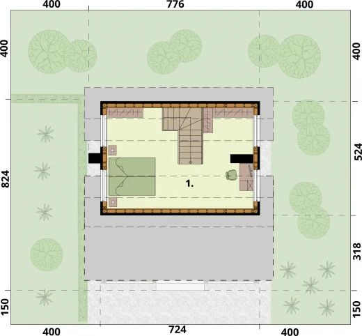 Poddasze projektu Bari C szkielet drewniany, dom mieszkalny, całoroczny