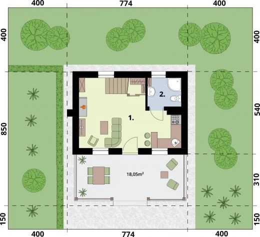 Parter projektu Bari C dom mieszkalny, całoroczny
