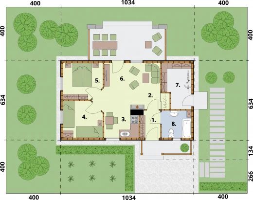 Parter projektu La Palma C szkielet drewniany, dom mieszkalny, całoroczny