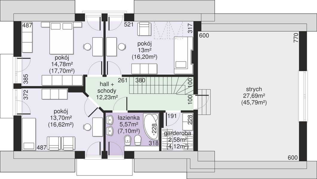 Poddasze projektu Dom przy Modrzewiowej 17