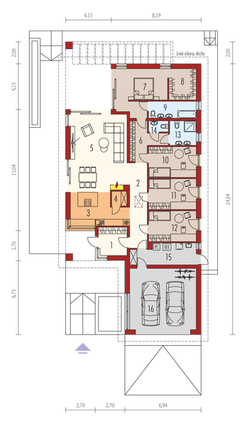 Projekt domu Alison III G2 energo plus - rzut parteru, dom liczy 4 pokoje, 3 łazienki i wc