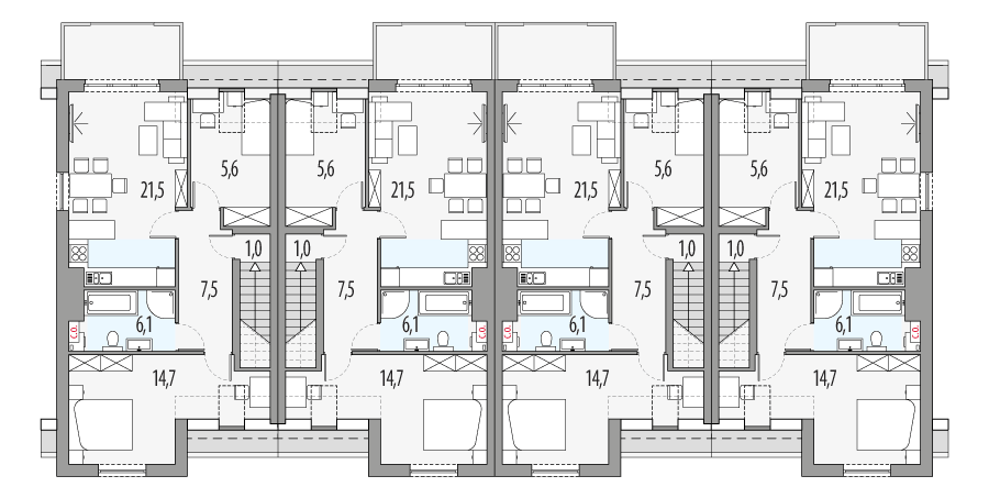 Poddasze projektu Paweł i gaweł 2b - szereg l+sl+s+ll
