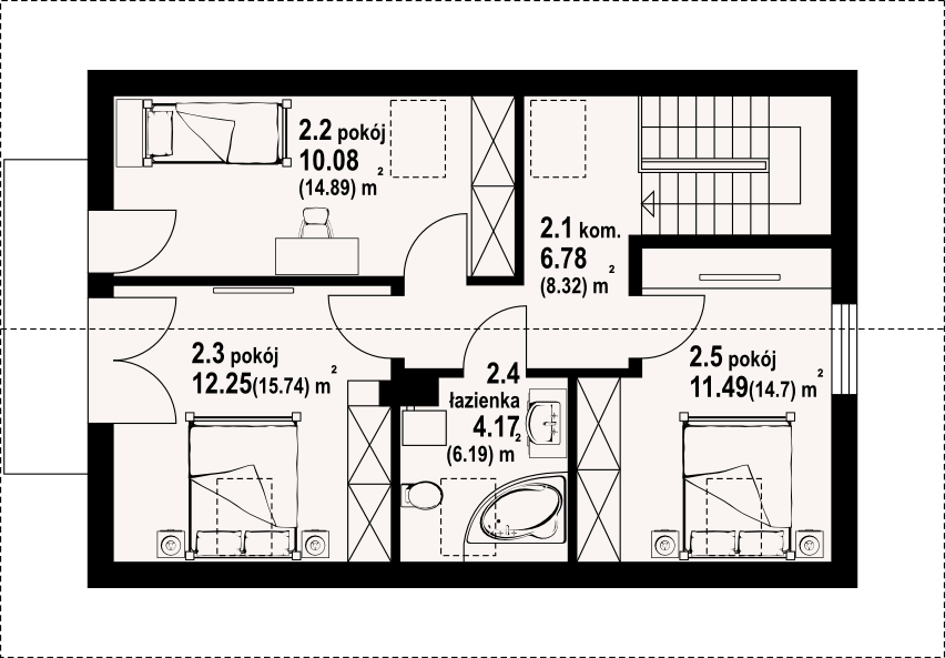 Poddasze projektu Bronowice 1dws