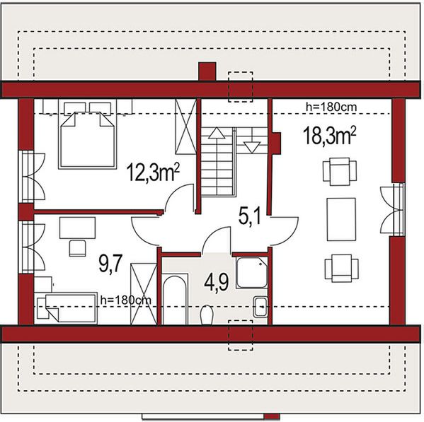 Poddasze projektu Harmonia Nova B