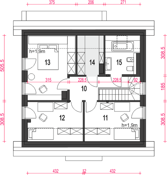 Poddasze projektu Dom Dla Ciebie 8 bez garażu [B]