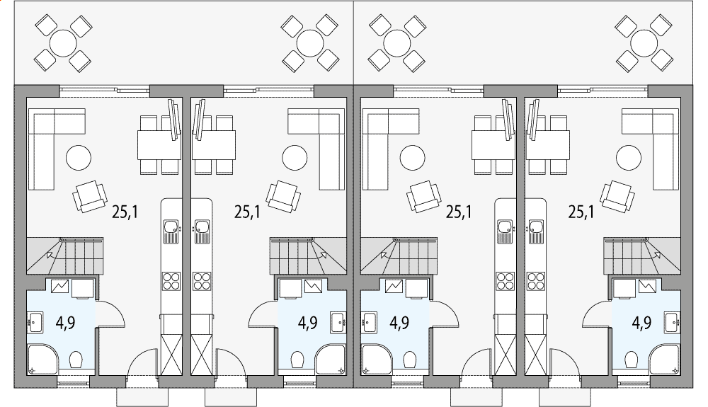 Parter projektu Morski 2 - bliźniak l+sl+s+ll