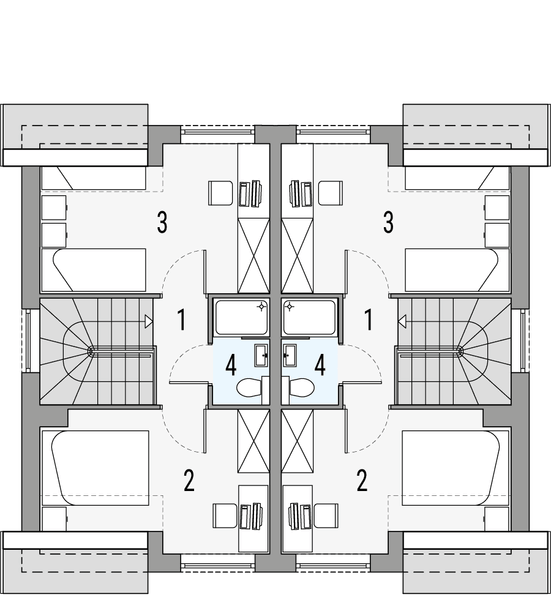 Poddasze projektu Morski 2 - dwulokalowy LLL
