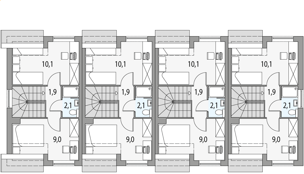 Poddasze projektu Morski 2 - szereg l+s+s+p