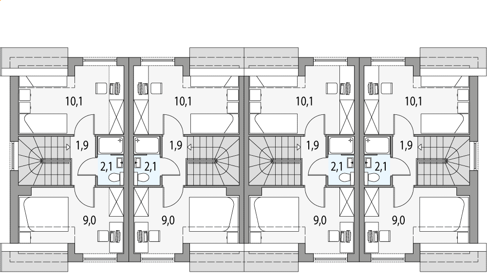 Poddasze projektu Morski 2 - szereg l+sl+s+ll