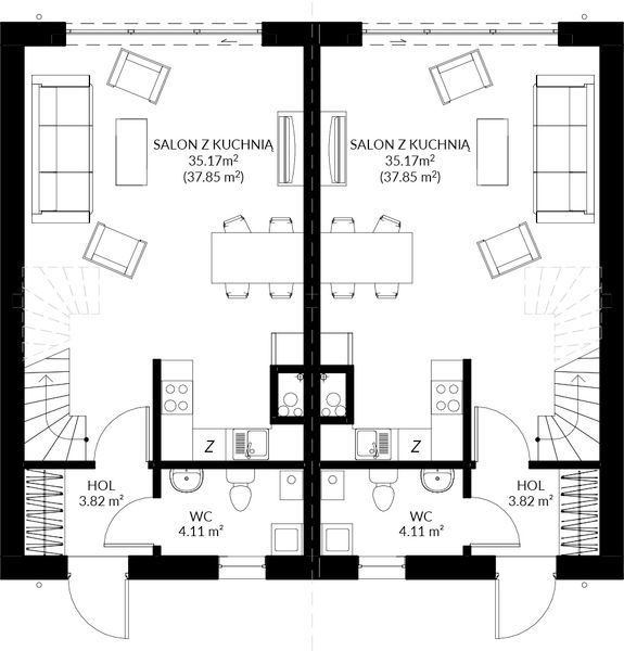 Parter projektu JB53 dwurodzinny
