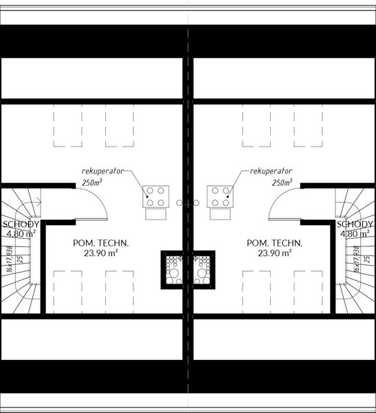 Poddasze projektu JB53 dwurodzinny