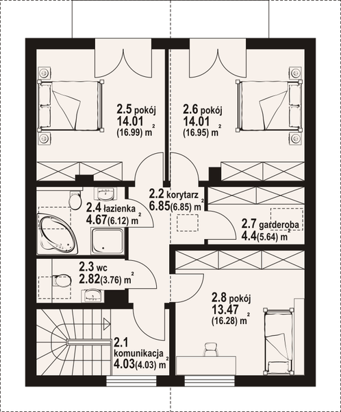 Poddasze projektu Grochowice 1dws