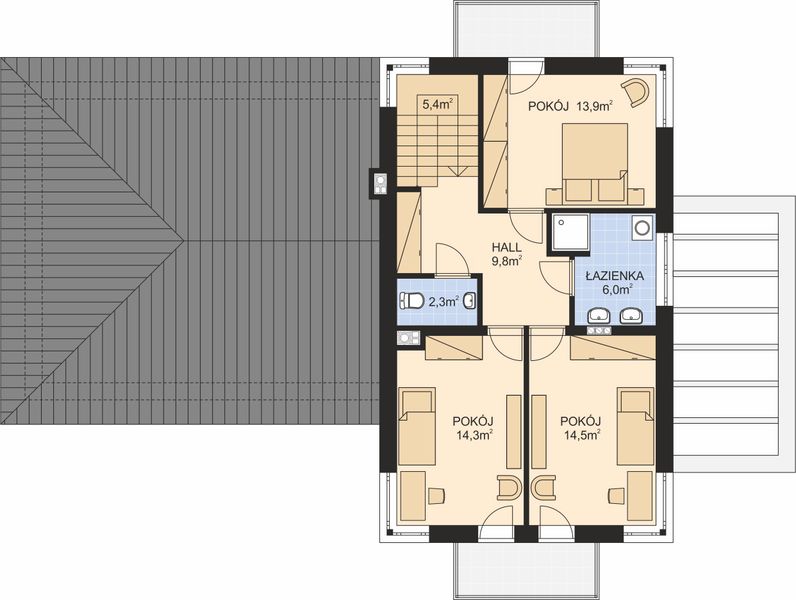 Piętro 1 projektu APS 288 + 2G