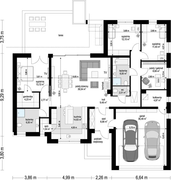 Parter projektu Willa Parterowa 2 wariant C