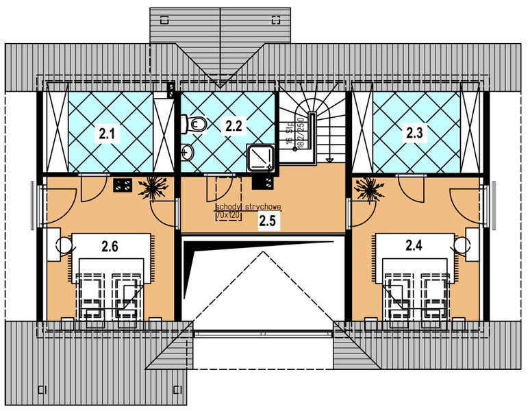 Poddasze projektu A-151 Dom świerkowa z bali