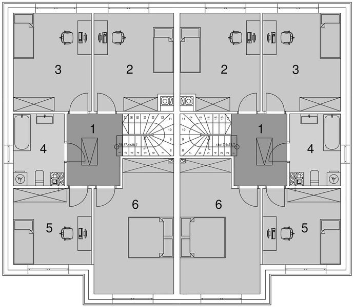 Piętro 1 projektu Eco 23 - dwulokalowy