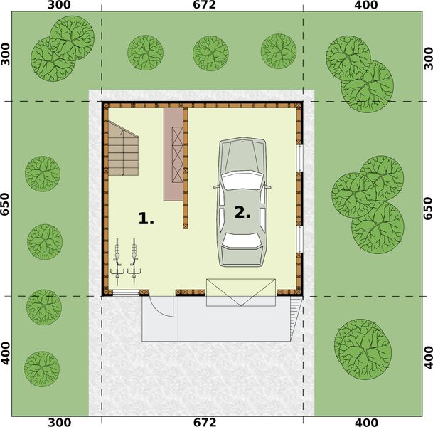 Parter projektu G297 szkielet drewniany budynek gospodarczy
