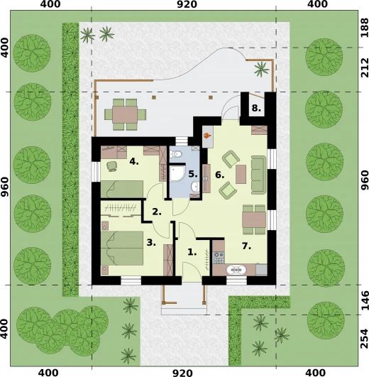 Parter projektu Barbados C dom mieszkalny, całoroczny ogrzewanie gaz
