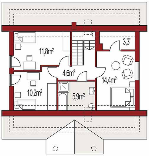 Poddasze projektu Harmonia Dworek A 100 MDM