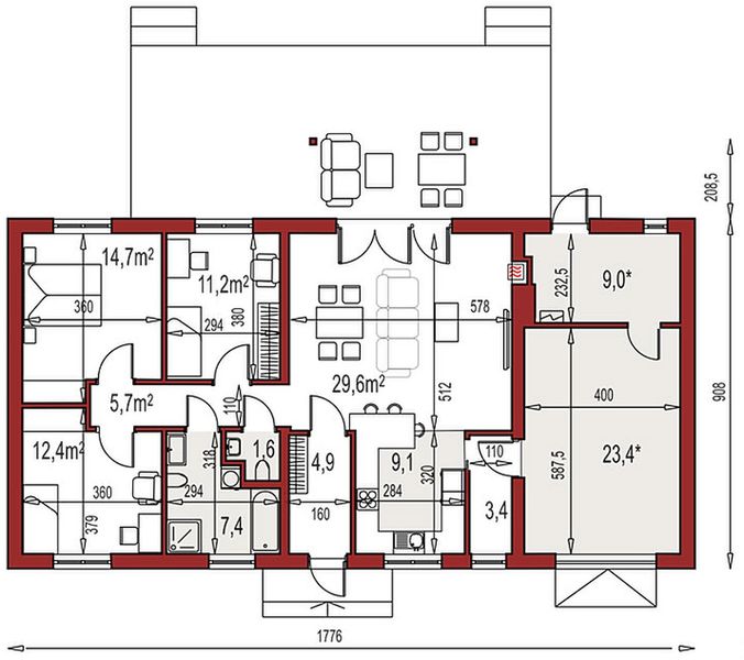 Parter projektu Nina 2 Nova D PLUS strop monolityczny