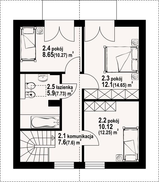 Poddasze projektu Grochowo nowe 8m