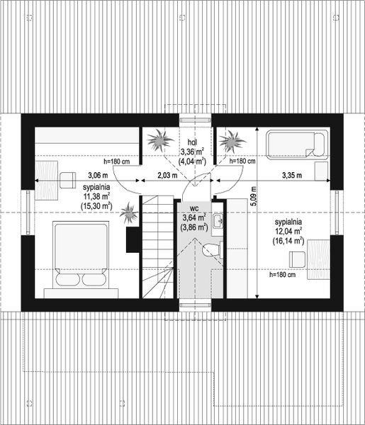 Poddasze projektu Sosenka 5 wariant C