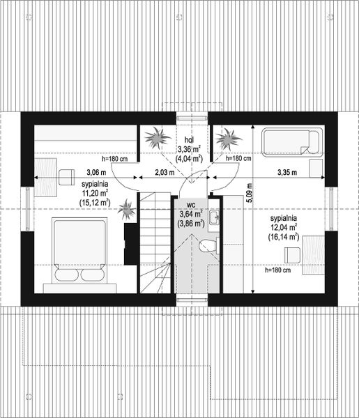 Poddasze projektu Sosenka 5 wariant D
