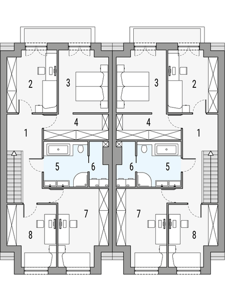 Piętro 1 projektu Melodia A1 - bliźniak LLL