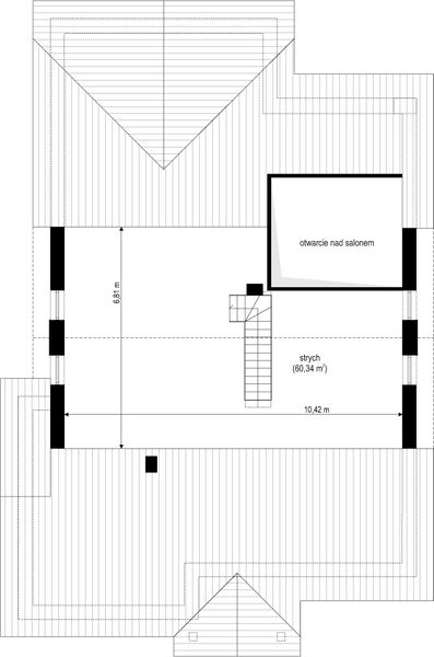 Poddasze projektu Parterowy wąski 2 wariant B