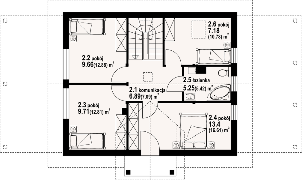 Poddasze projektu Paczkowice 55dw